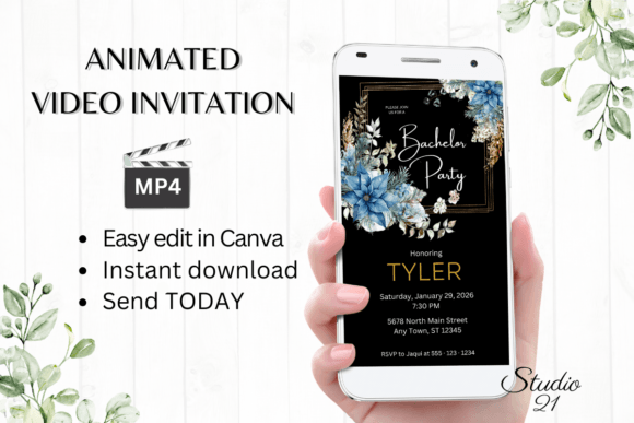Christmas Bachelor Party Invite W5213: Instant Festive Fun