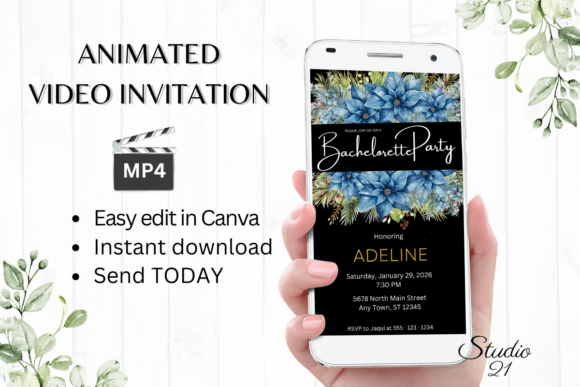 Christmas Bachelorette Party Evite W6217: A Festive & Animated Invitation