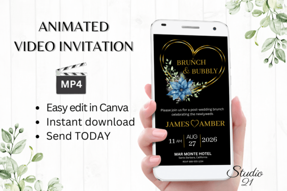 Christmas Wedding Brunch Invite W9219: Festive Digital Elegance