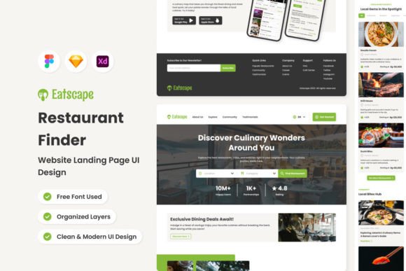 Eatscape Mobile App Website Landing: A Design Breakdown