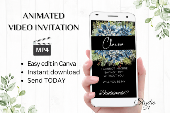Elegant Winter Bridesmaid Proposal W3257M for Invites