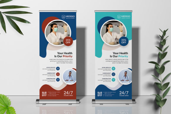 Medical Roll Up Template: Professional Clinic Advertising Design