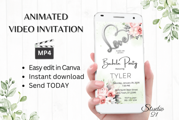 Pink Roses Bachelor Party Invite W5270: Style Your Celebration
