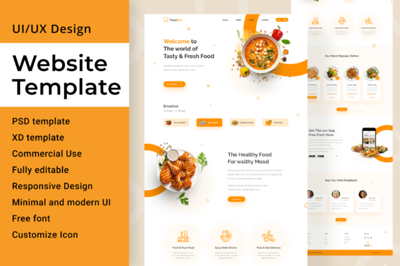 Professional Food Delivery Web Template UI Design