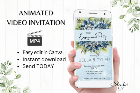 Winter Engagement Party Invite W1256: Elegant Digital Invitations