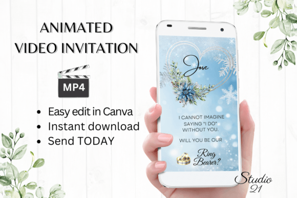 Winter Ring Bearer Proposal W3258RB: A Digital Evite Template