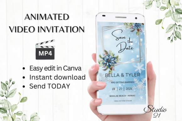 Winter Save the Date Announcement W2252: A Modern Digital Invitation