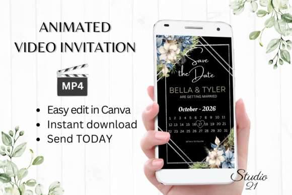 Winter Save the Date W2255B: Your Animated Invitation Template